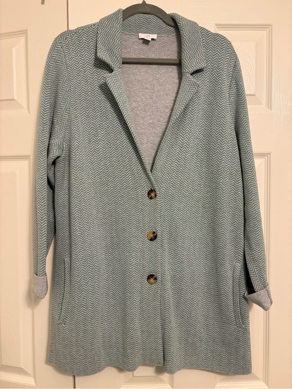 J. Jill Chevron Knit Sweater-Blazer Button Front Size Large